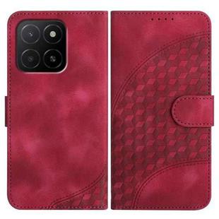 For Honor X5b / X5b Plus Global Elephant Head Embossed Phone Leather Case with Lanyard(Rose Red)