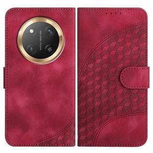 For Honor X9c Global Elephant Head Embossed Phone Leather Case with Lanyard(Rose Red)