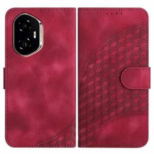 For Honor 300 Elephant Head Embossed Phone Leather Case with Lanyard(Rose Red)