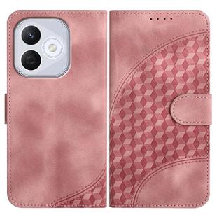 For Honor 400 Lite Global Elephant Head Embossed Phone Leather Case with Lanyard(Pink)