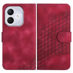 For Honor 400 Lite Global Elephant Head Embossed Phone Leather Case with Lanyard(Rose Red)