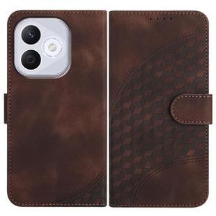 For Honor 400 Lite Global Elephant Head Embossed Phone Leather Case with Lanyard(Coffee)