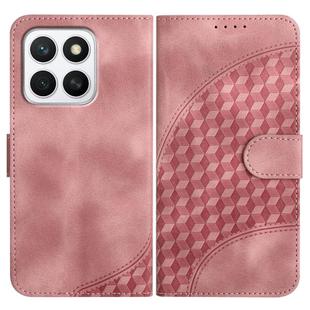 For Honor X8c 4G Elephant Head Embossed Phone Leather Case with Lanyard(Pink)