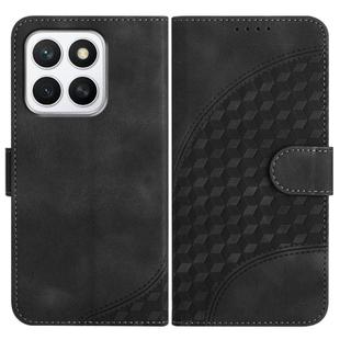 For Honor X8c 4G Elephant Head Embossed Phone Leather Case with Lanyard(Black)