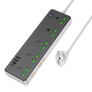 hoco AC13A Talento 5-position Socket with USB-C+3USB Ports, Cable Length: 1.5m, EU Plug(Black)