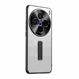 For vivo X200 Frosted Metal Hybrid TPU Holder Phone Case(Silver)