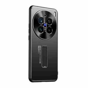 For vivo X200 Pro Frosted Metal Hybrid TPU Holder Phone Case(Black)