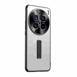 For vivo X200 Pro Frosted Metal Hybrid TPU Holder Phone Case(Silver)
