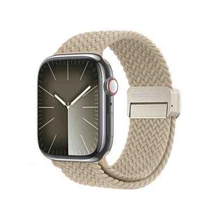 For Apple Watch SE 2023 44mm DUX DUCIS Mixture Pro Series Magnetic Buckle Nylon Braid Watch Band(Beige)