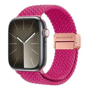 For Apple Watch SE 2023 44mm DUX DUCIS Mixture Pro Series Magnetic Buckle Nylon Braid Watch Band(Raspberry Color)