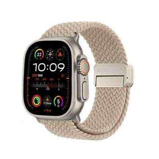 For Apple Watch Ultra 2 49mm DUX DUCIS Mixture Pro Series Magnetic Buckle Nylon Braid Watch Band(Beige)