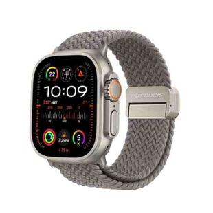For Apple Watch Ultra 2 49mm DUX DUCIS Mixture Pro Series Magnetic Buckle Nylon Braid Watch Band(Clay)