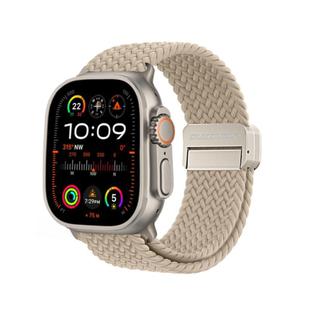 For Apple Watch Ultra 49mm DUX DUCIS Mixture Pro Series Magnetic Buckle Nylon Braid Watch Band(Beige)