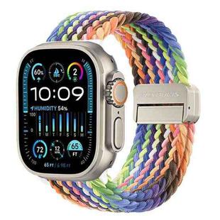 For Apple Watch Ultra 49mm DUX DUCIS Mixture Pro Series Magnetic Buckle Nylon Braid Watch Band(New Rainbow)