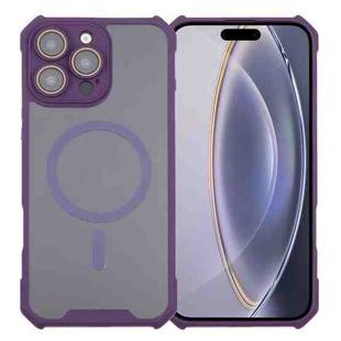 For iPhone 16 Pro Max Colorful Two-Color Lens Film MagSafe Magnetic Horn Acrylic+TPU Case(Purple)