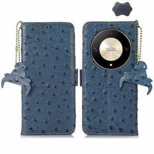 For Honor Magic6 Lite / X50 / X9b Ostrich Pattern Genuine Leather RFID Phone Case(Blue)