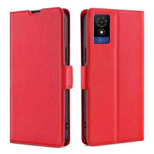 For TCL 501 4G Ultra-thin Voltage Side Buckle Horizontal Flip Leather Phone Case(Red)