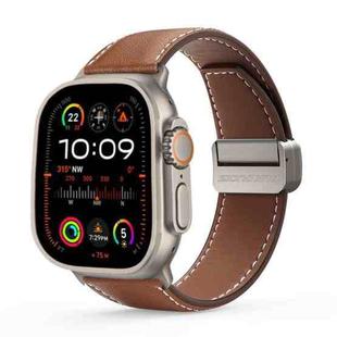 For Apple Watch Ultra 2 49mm DUX DUCIS YA Series Magnetic Buckle Genuine Leather Watch Band(Brown)