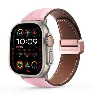 For Apple Watch Ultra 49mm DUX DUCIS YA Series Magnetic Buckle Genuine Leather Watch Band(Pink)
