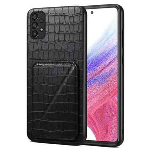 For Samsung Galaxy A53 5G Denior Imitation Crocodile Leather Back Phone Case with Holder(Black)