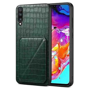 For Samsung Galaxy A70 Denior Imitation Crocodile Leather Back Phone Case with Holder(Green)