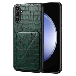 For Samsung Galaxy S23 FE 5G Denior Imitation Crocodile Leather Back Phone Case with Holder(Green)