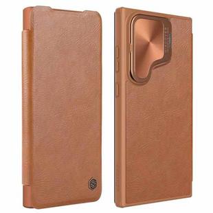 For Samsung Galaxy S24 Ultra 5G NILLKIN Qin Prop Series Flip Camera Cover Design Leather Phone Case(Brown)