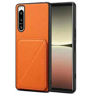 For Sony Xperia 5 IV Denior Imitation Calf Leather Back Phone Case with Holder(Orange)
