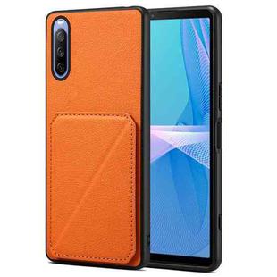 For Sony Xperia 10 IV Denior Imitation Calf Leather Back Phone Case with Holder(Orange)