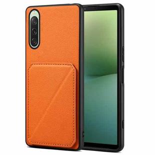 For Sony Xperia 10 V Denior Imitation Calf Leather Back Phone Case with Holder(Orange)