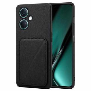 For OnePlus Nord CE 3 5G / OPPO K11 Denior Imitation Calf Leather Back Phone Case with Holder(Black)