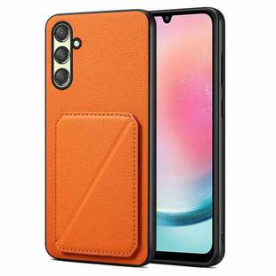 For Samsung Galaxy A24 Denior Imitation Calf Leather Back Phone Case with Holder(Orange)