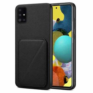 For Samsung Galaxy A51 5G Denior Imitation Calf Leather Back Phone Case with Holder(Black)