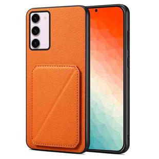For Samsung Galaxy S24 5G Denior Imitation Calf Leather Back Phone Case with Holder(Orange)