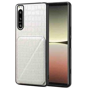 For Sony Xperia 5 IV Denior Imitation Crocodile Leather Back Phone Case with Holder(White)