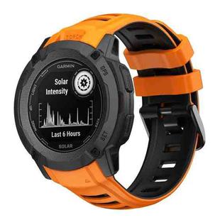 For Garmin Instinct 2X Two Color Silicone Watch Band(Orange Black)