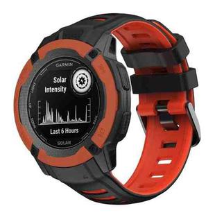 For Garmin Instinct 2X Two Color Silicone Watch Band(Black Red)