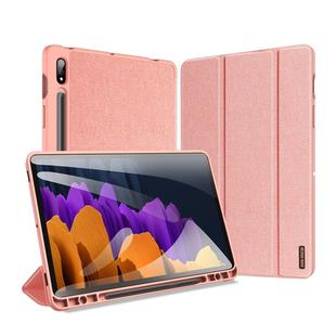 For Samsung Galaxy Tab S7 11 inch DUX DUCIS Domo Series Horizontal Flip Magnetic PU Leather Case with Three-folding Holder & Sleep / Wake-up Function & Pen Slot(Pink)