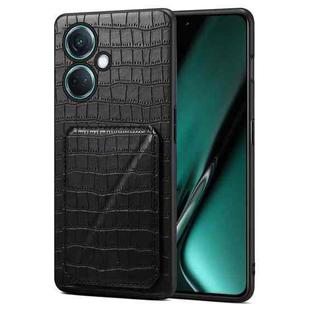 For OPPO K11 / OnePlus Nord CE3 5G Denior Imitation Crocodile Leather Back Phone Case with Holder(Black)