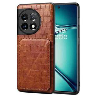 For OnePlus Ace 2 Pro 5G Denior Imitation Crocodile Leather Back Phone Case with Holder(Brown)