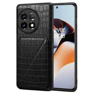For OnePlus Ace 2 / 11R 5G Denior Imitation Crocodile Leather Back Phone Case with Holder(Black)