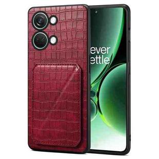 For OnePlus Ace 2V / Nord 3 5G Denior Imitation Crocodile Leather Back Phone Case with Holder(Rose Red)