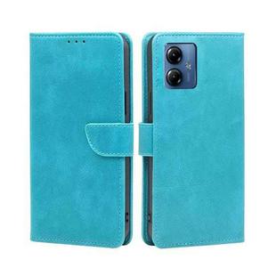 For Motorola Moto G14 4G Calf Texture Buckle Flip Leather Phone Case(Light Blue)