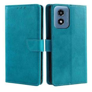 For Motorola Moto G Play 4G 2024 Calf Texture Buckle Flip Leather Phone Case(Light Blue)