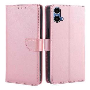 For Motorola Moto G34 5G Calf Texture Buckle Flip Leather Phone Case(Rose Gold)