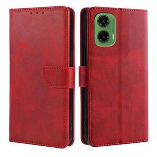 For Motorola Moto G35 5G Calf Texture Buckle Flip Leather Phone Case(Red)