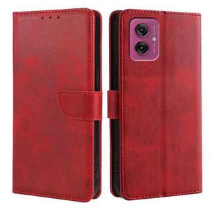 For Motorola Moto G55 5G Calf Texture Buckle Flip Leather Phone Case(Red)