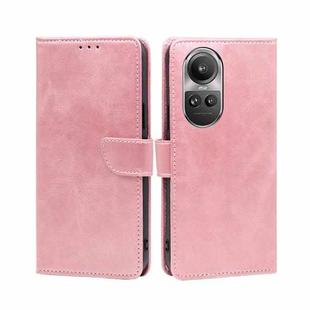 For OPPO Reno10 5G / Reno10 Pro 5G Global Calf Texture Buckle Flip Leather Phone Case(Rose Gold)