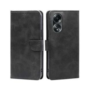 For OPPO A58 4G Calf Texture Buckle Flip Leather Phone Case(Black)