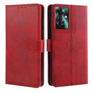 For OPPO Reno11 F 5G Calf Texture Buckle Flip Leather Phone Case(Red)